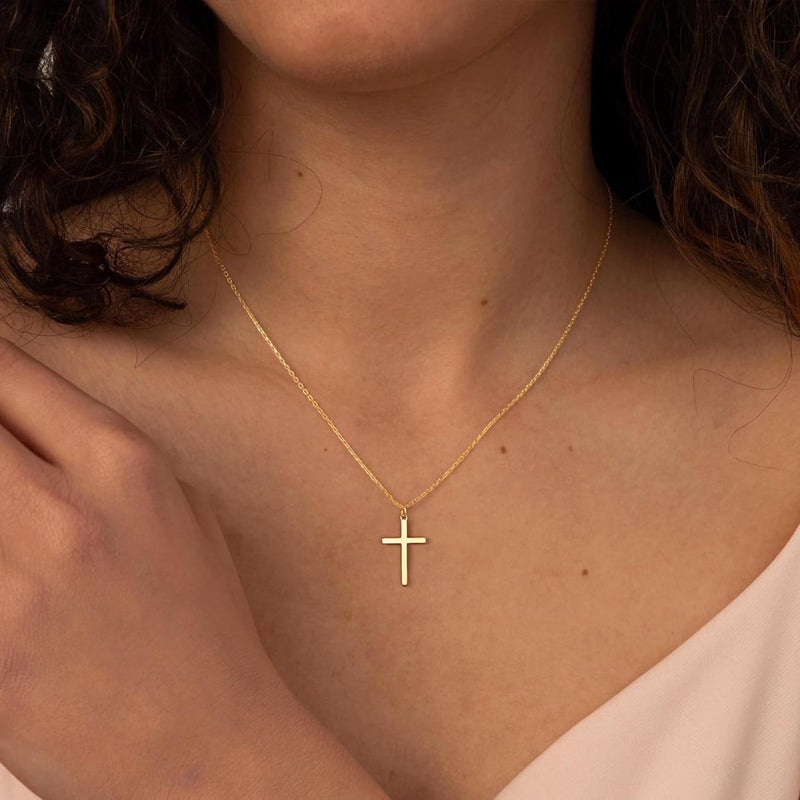 Poxtex Cross Necklace for Women Girls, Dainty 14K Gold Silver Plated Cross Choker Pendant Jewelry Non Tarnish Waterproof Trendy Cute Simple Small Necklace Easter Christian Baptism Religious Faith Jewelry Gifts - Image 2
